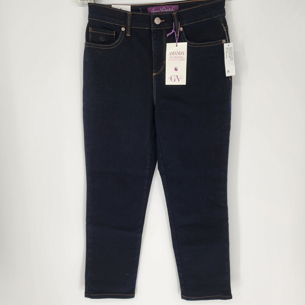 Gloria Vanderbilt Size 4P Short Amanda Rinse Noir Dark Wash Jeans NWT